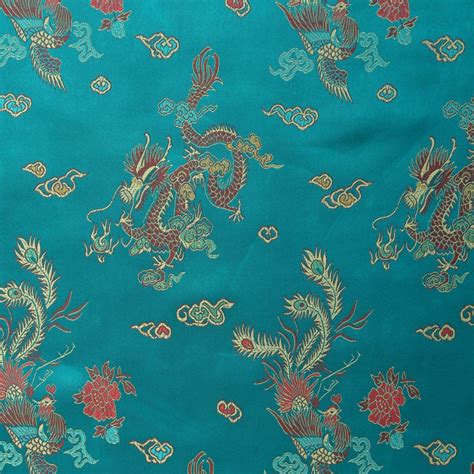 Chinese Brocade Sateen Dragon Gold, Fabric by the Yard